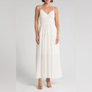 Smocked Sleeveless White Maxi Dress